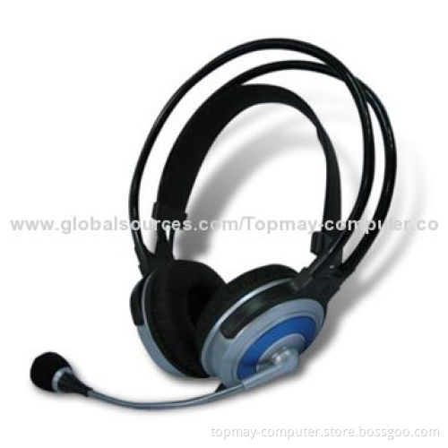 100mW Wired Computer Headset with Microphone, 2.1m Cord Length and Volume Control